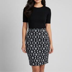 Patterned Black and White Skirt